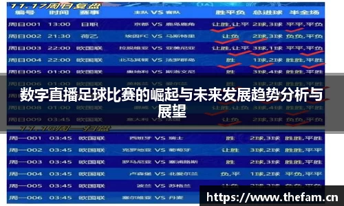 数字直播足球比赛的崛起与未来发展趋势分析与展望