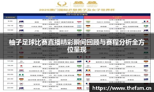 柚子足球比赛直播精彩瞬间回顾与赛程分析全方位呈现