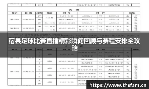 宿县足球比赛直播精彩瞬间回顾与赛程安排全攻略