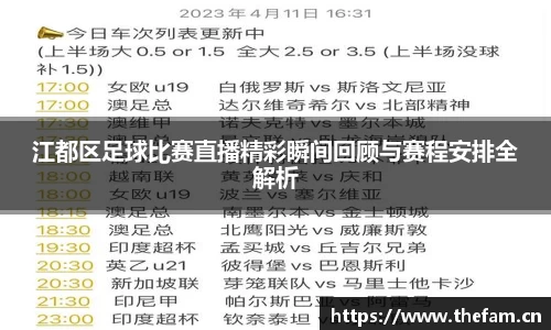 江都区足球比赛直播精彩瞬间回顾与赛程安排全解析