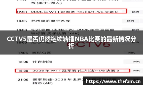 CCTV5是否仍然继续转播NBA比赛的最新情况分析